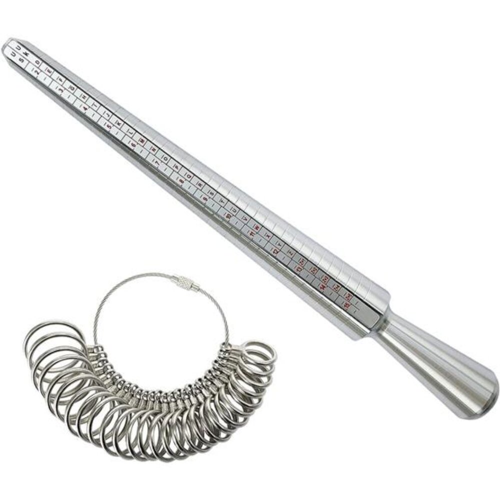 Ring Sizer Measuring Tool Metal Ring Mandrel Ring Gauge 1-13 Size with Half Size